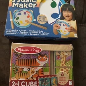 Melissa & Doug Music Maker and 2-in-1 Cube Puzzle Set